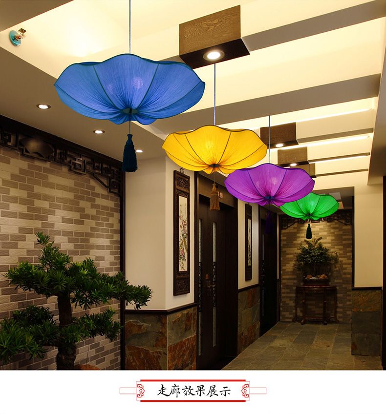60 New Chinese-style fabric lotus leaf lanterns, lotus leaf lanterns, lotus wedding chandeliers, restaurant, tea house, corridor, hotel lanterns detail image 7