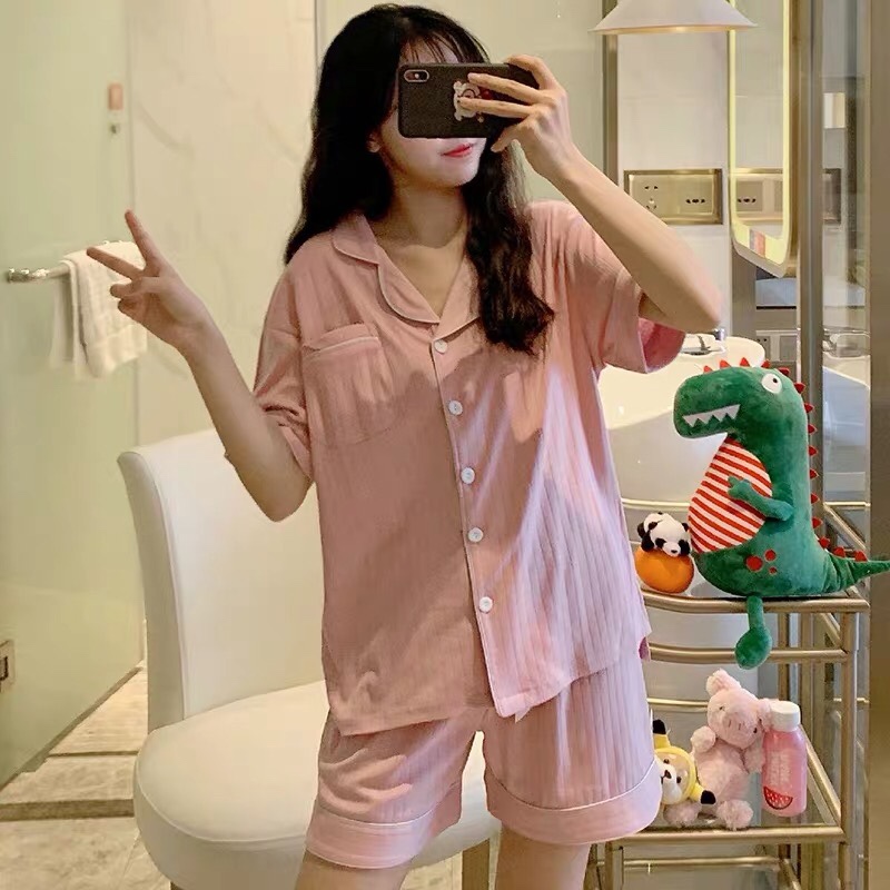 Korean pajama women's pure cotton thin short-sleeved two-piece set, sweet and cute, loose-fitting home wear, suitable for outdoor wear in summer Specification image