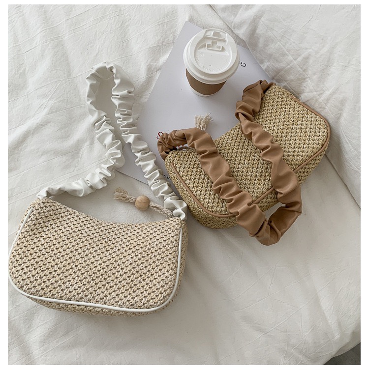 Domestic and foreign trade custom-made new small bags for women, 2020 summer new Korean style versatile single-shoulder bag, popular fashion broadband straw woven armpit bag Item Picture