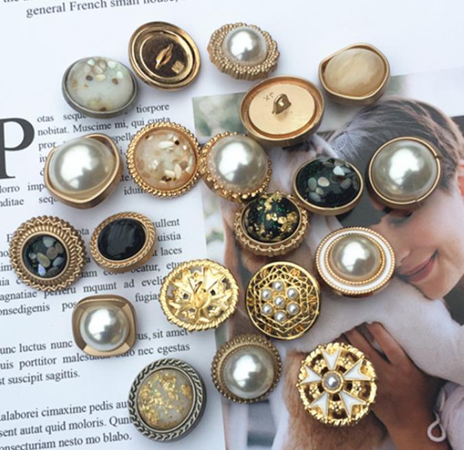 小香风金属珍珠纽扣上衣女圆形开衫毛衣扣子连衣裙大衣服百搭装饰详情图3