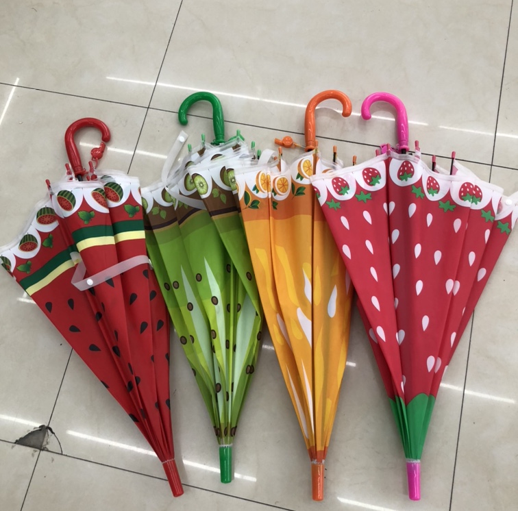 彩色水果图案长柄伞色丁24骨雨伞定制一次性雨伞详情1
