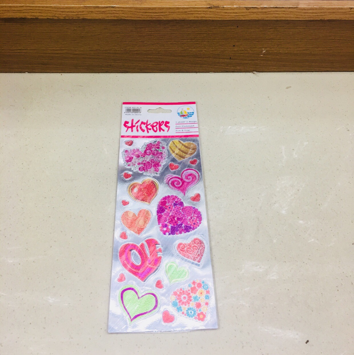 Flat aluminum foil embossed cartoon paste heart