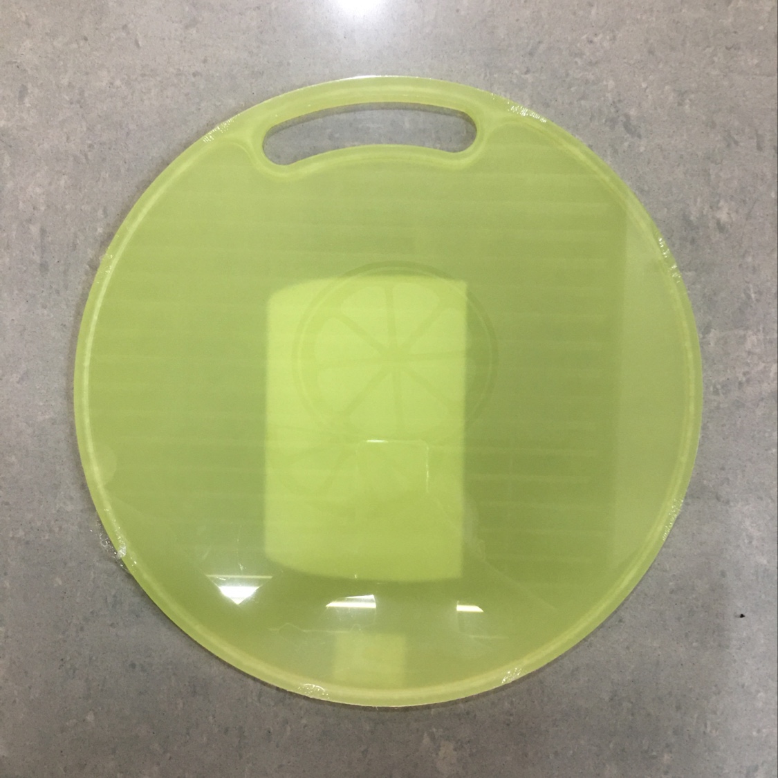 环保食品级带提手黄绿色透明塑料菜板详情图3