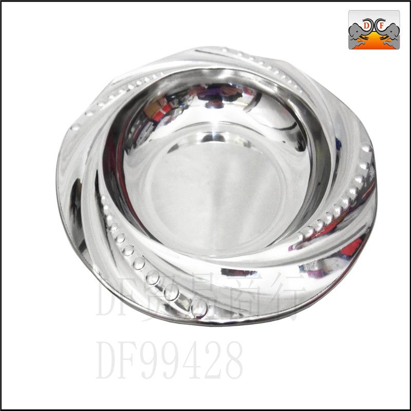 DF99428 Jade Leaf Soup plate Stainless steel Jade Leaf soup plate Thickened lace disk Mirror soup plate Hotel home round DF TRADING HOUSE