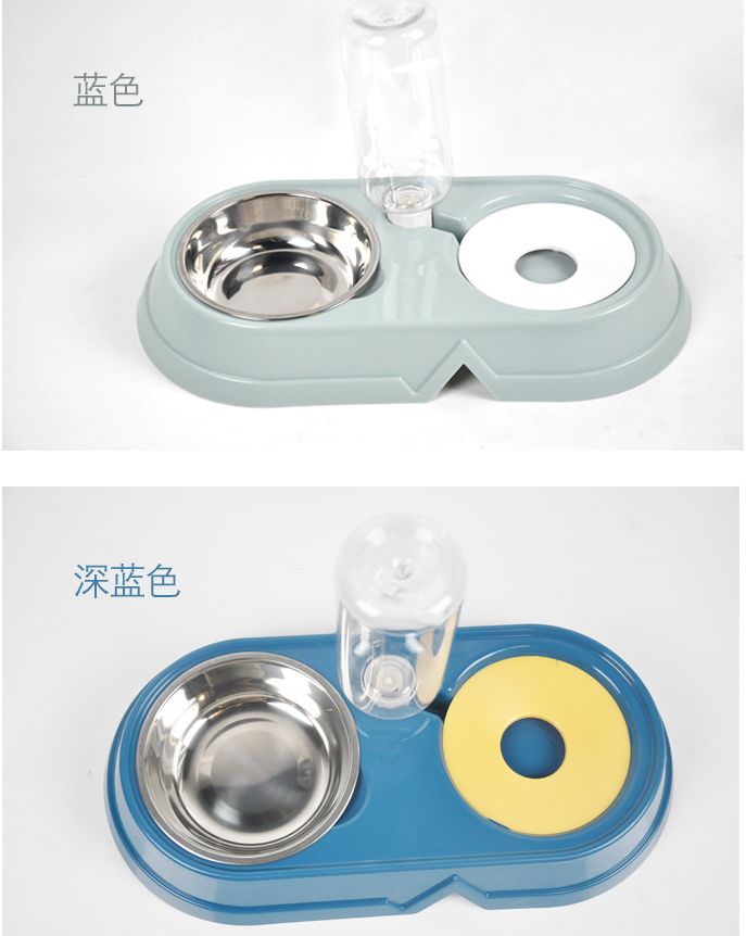 新款自动饮水不锈钢宠物双碗带饮水瓶两用狗碗猫咪防打翻饭盆食具详情图10