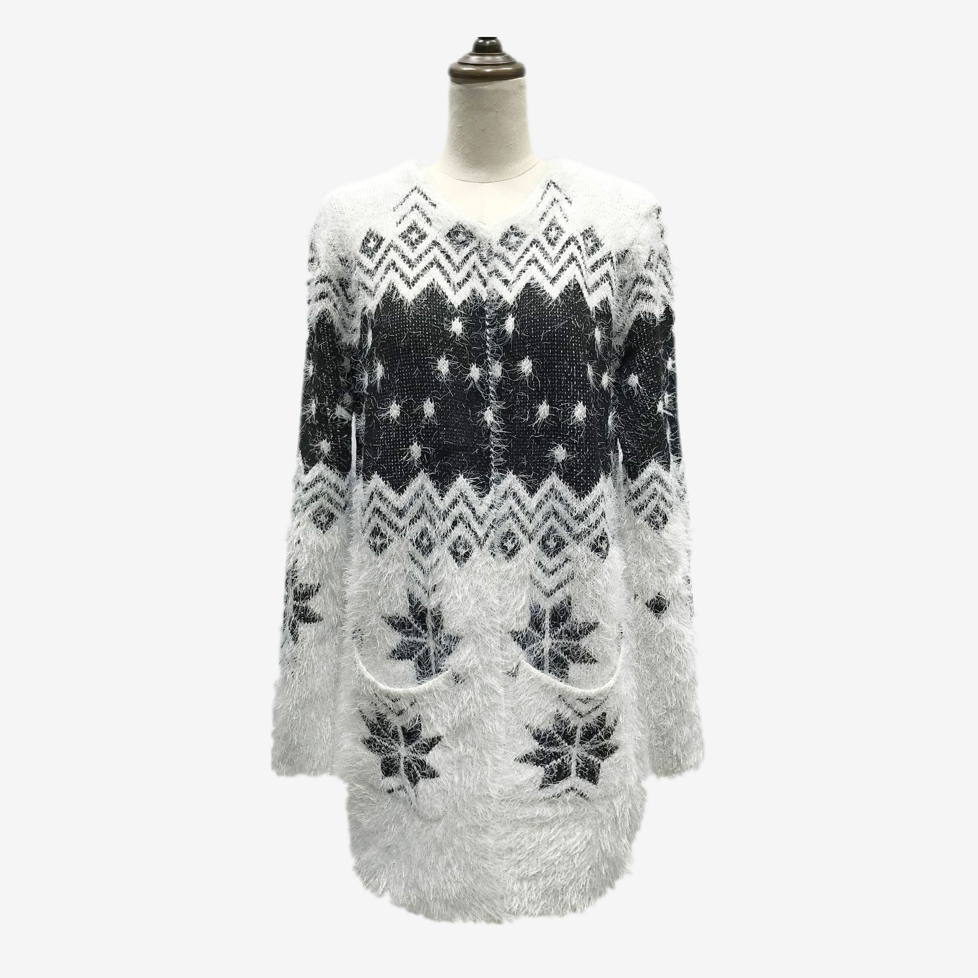 New European and American popular round neck thick sweater cardigan loose fashion sweater medium long casual coat thumbnail