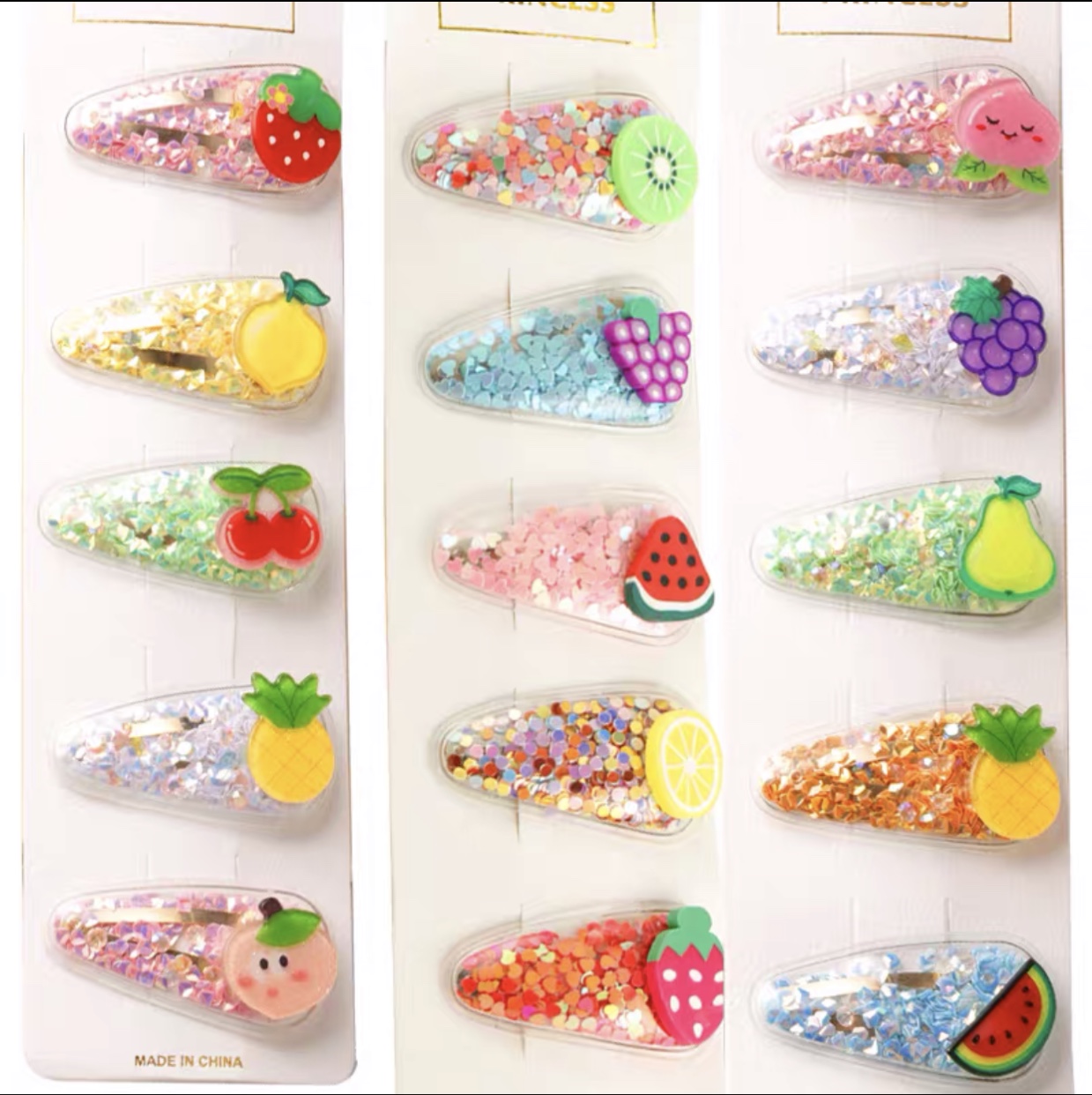 Little girl hair clip hair accessories Quicksand fruit clip transparent children PVC hair clip baby BB clip colorful hair accessories thumbnail