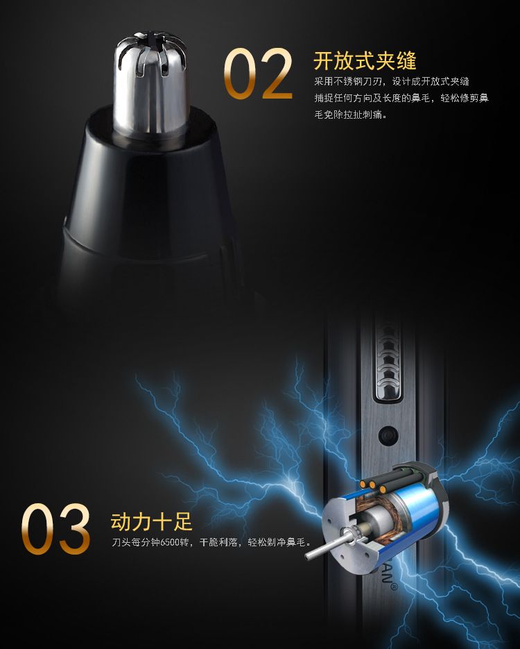 SM-406 Electric Sideburns and Nose Hair Trimmer, Nose hair Trimmer, scissors, Nose Cleaning, Men's 2-in-1 device detail image 8