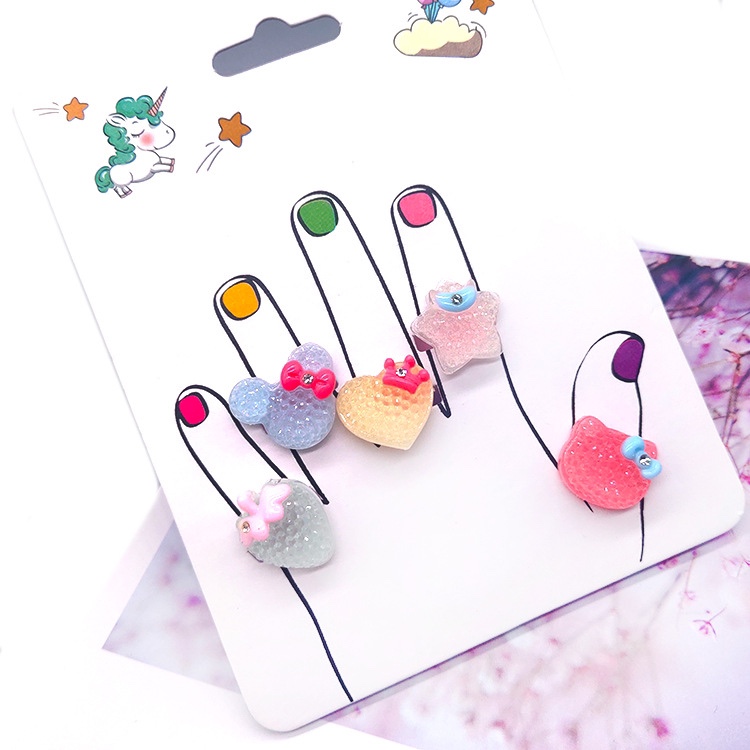 厂家直销韩版义乌儿童树脂戒指玩具女孩手饰幼儿园小礼物批发货源