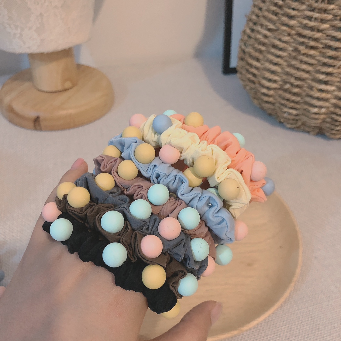 Candy-colored frosted bead rubber bands are exquisite and versatile accessories for piggy girls