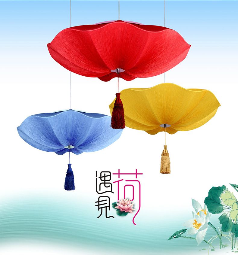60 New Chinese-style fabric lotus leaf lanterns, lotus leaf lanterns, lotus wedding chandeliers, restaurant, tea house, corridor, hotel lanterns detail image 2