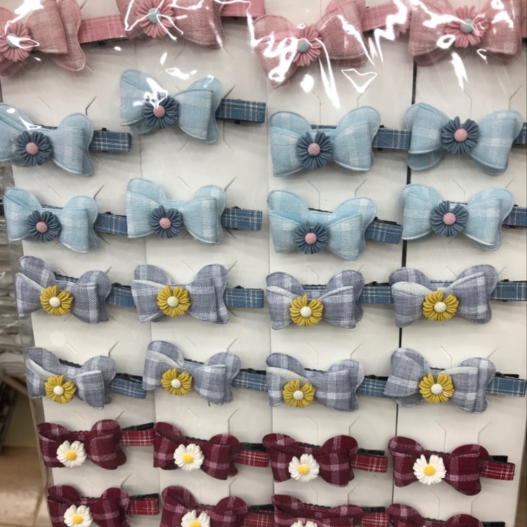 Korean fashion cloth duck clip three-dimensional bowknot edge clip grid thumbnail