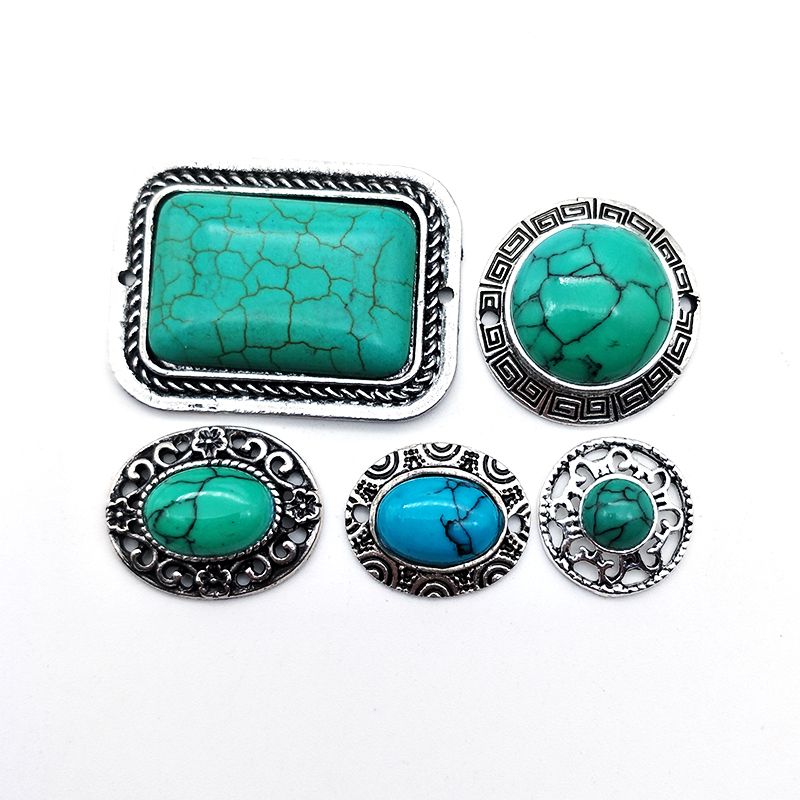 Clothing accessories, rectangular hand-carved flower bats, Mongolian elements, ethnic style semi-finished products, loose beads, customizable Item Picture