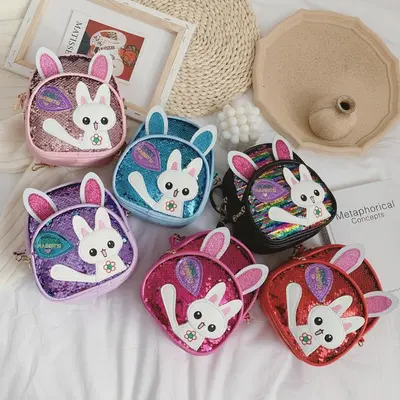 Children's Bags 2020 Summer New Fashion Sequin Baby Backpack Cute Cartoon Girl One-Shoulder Diagonal Bag