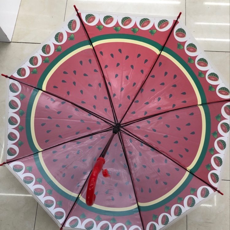 彩色水果图案长柄伞色丁24骨雨伞定制一次性雨伞详情3