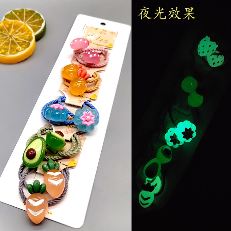 Summer new glow-out hair rope not hurt rubber band hair ring children accessories little girl hair rope stall supply thumbnail