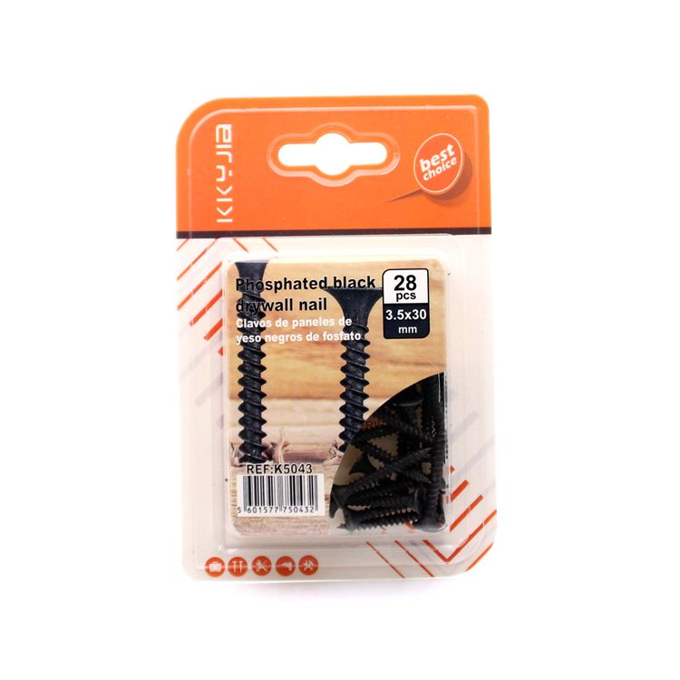 Kaka hardware 5043 full suction card pack phosphated black wall nail 3.5x30mm 100 yuan store small packaging supply thumbnail