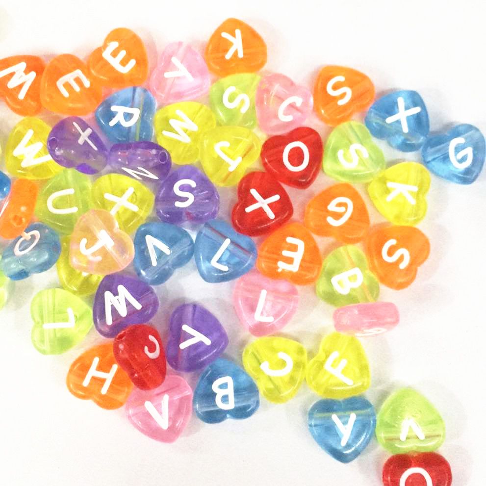 12mm heart letters DIY accessories wholesale 12mm heart letters DIY manual beads loose beads thumbnail