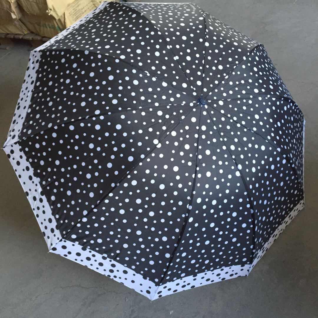 Three-fold polka dot black vinyl sunshade umbrella Application Scenario