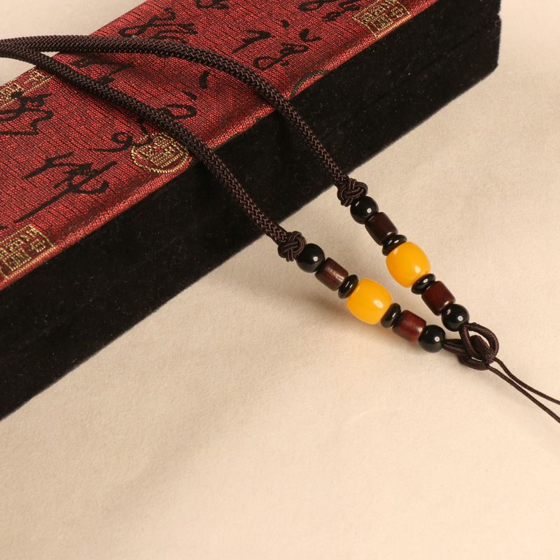 1.2 Yuan Beeswax Beads And Sandalwood Hand-Woven Lanyard Specification drawing