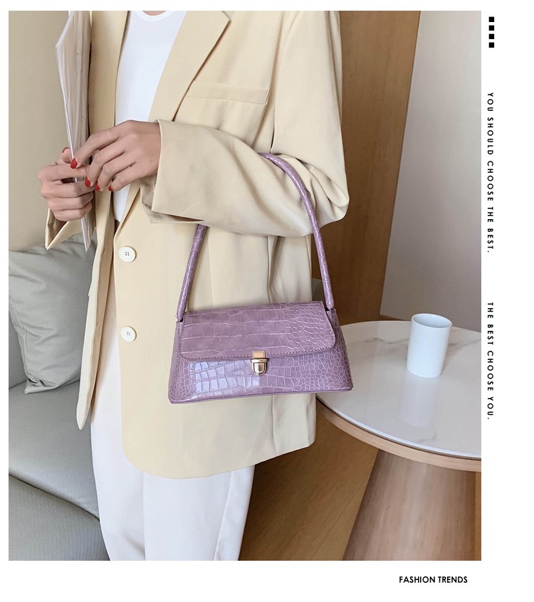 Domestic sales and export, custom-made summer popular small bags for women, 2020 new trendy and fashionable crocodile pattern small square bag, Korean style, versatile and high-quality underarm bag undefined