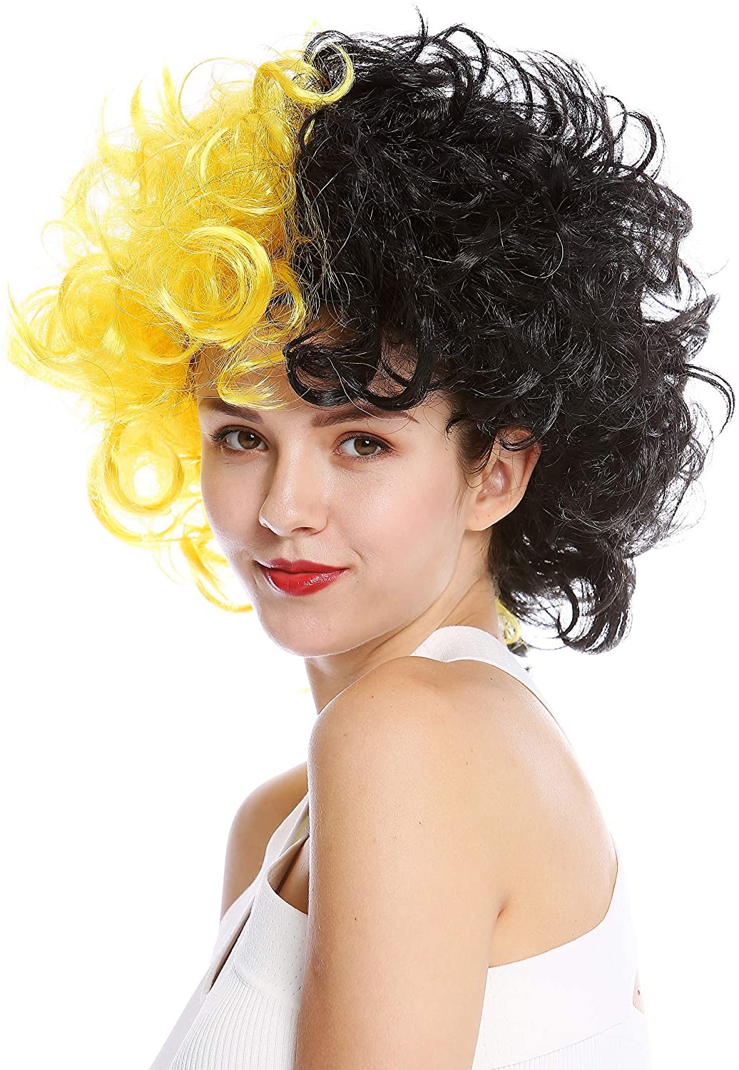 Qianfang Festival wig hat, half yellow and half black, short curly, other wigs 3546 pic 3