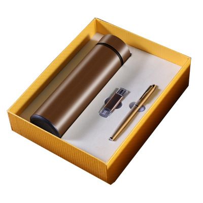 Regalo de kairoshi pluma oficina reunión anual comercial publicidad copa copa de agua palabra impresa logotipo personalizado copa térmica usb disco de firma pluma caja de regalo set Item Picture
