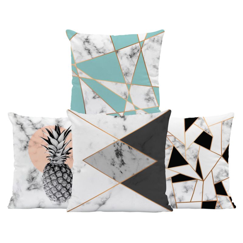 Aliexpress Hot Selling Pure White Ultra Soft Printed Pillowcase Decorative Sofa Geometric Pink Throw Pillow Home Textile Factory Direct Sales