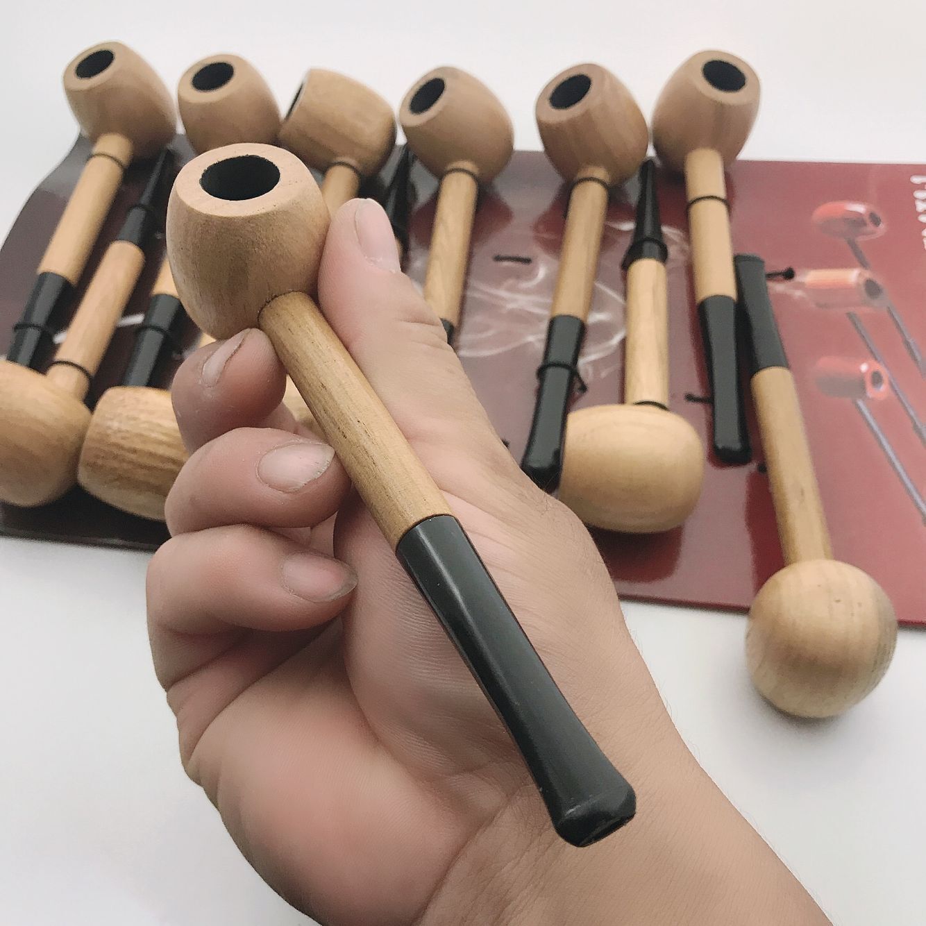 新款烟斗专用过滤男士老式实木烟丝斗手卷烟通用弯式烟斗白底实物图