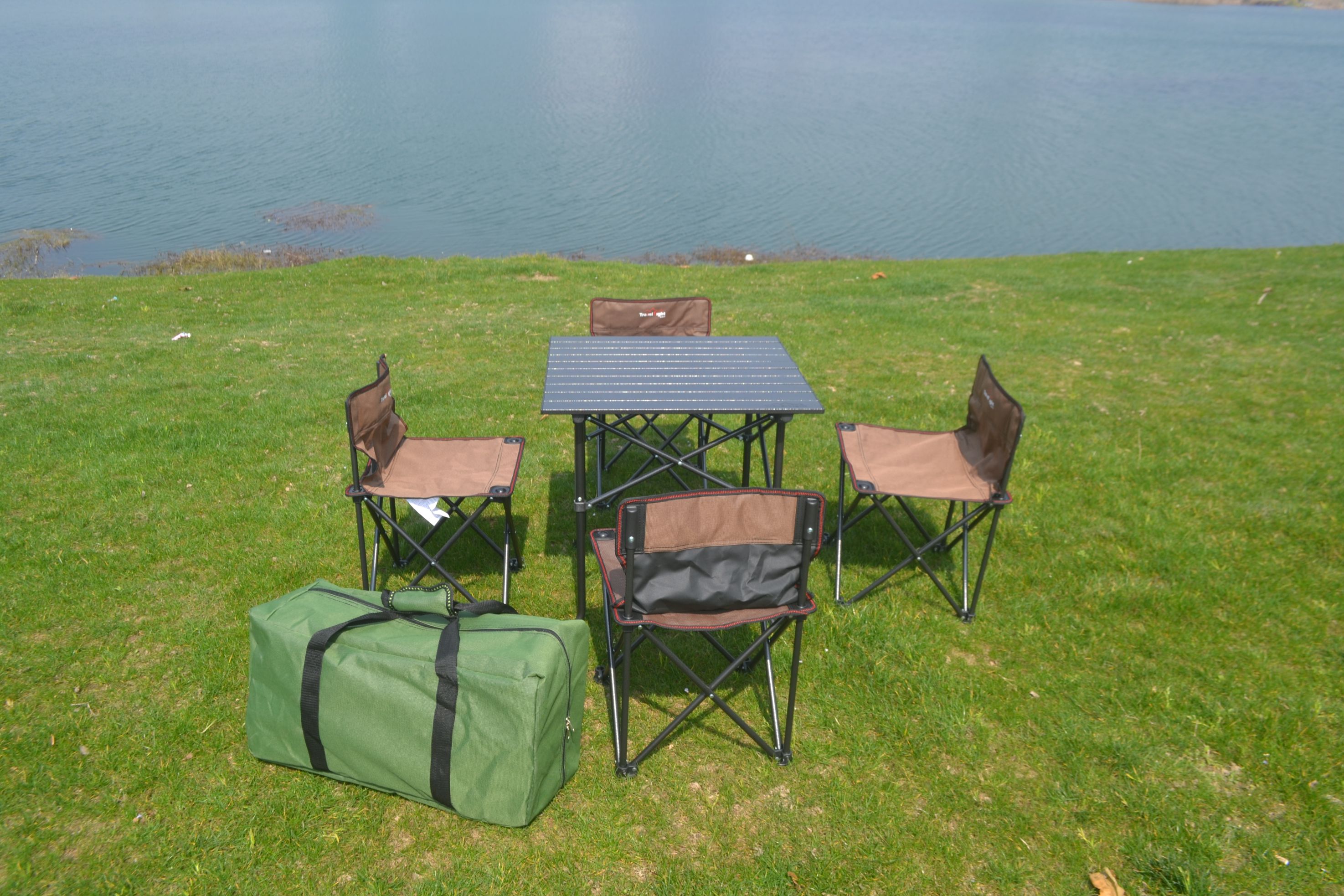 Five-piece aluminum alloy folding table and chair set