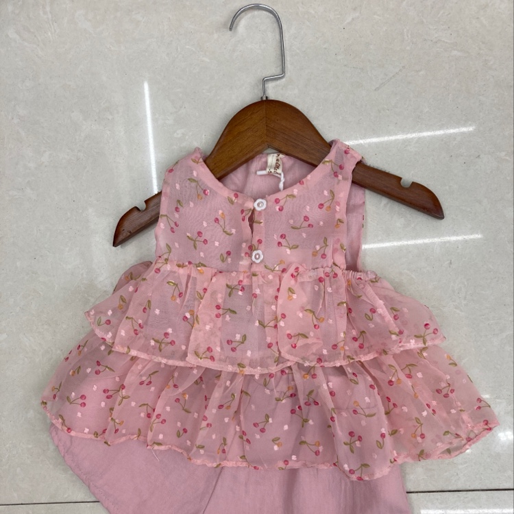 两件套无袖樱桃图案