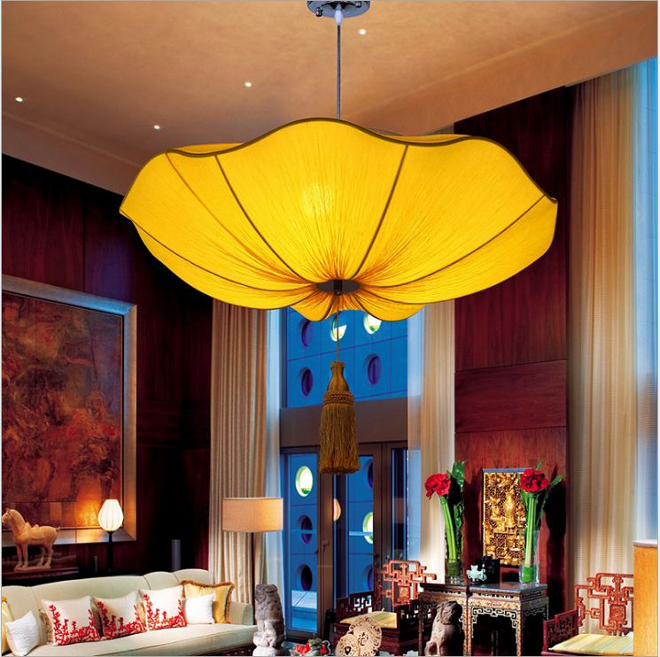 50 New Chinese-style fabric lotus leaf lanterns, lotus leaf lanterns, lotus wedding chandeliers, restaurant, tea house, corridor, hotel lanterns Application Scenario
