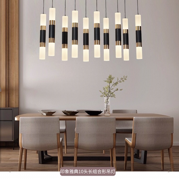Mulin sen lighting novedades de primavera nórdico minimalista largo combinado columna colgante hierro forjado lámpara de acrílico 10 cabezas