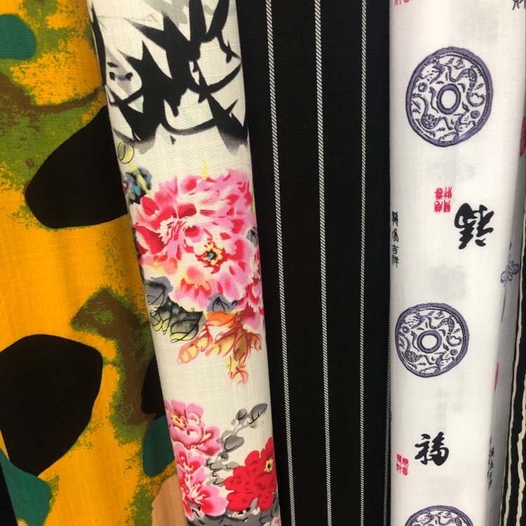 Direct sales of silk and cotton fabric with vertical stripes from the factory. New products of the season available for wholesale or retail details Picture