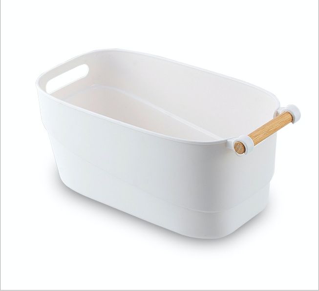 Wooden handle storage basket Multifunctional plastic toy organizer basket thickened binaural storage without cover storage organizer basket