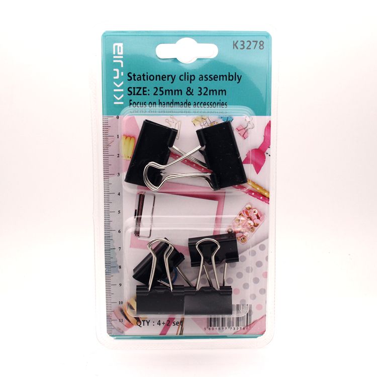 Kaka hardware 3278 double bubble blister card installed 25mm black long tail clip +32mm black long tail clip combination thumbnail