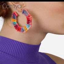 Raffia colored earrings