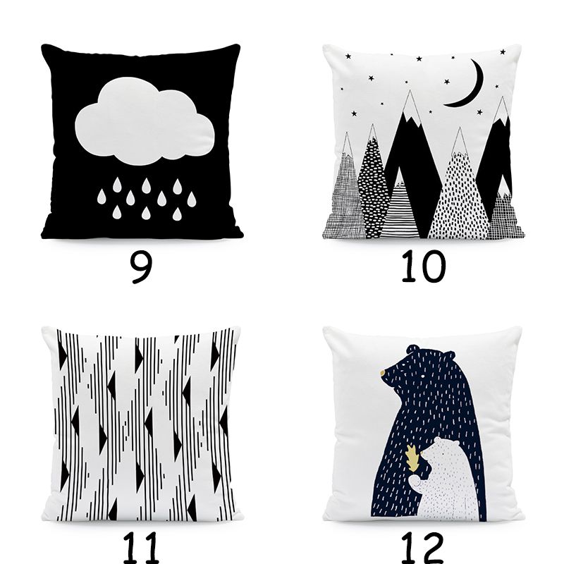 Aliexpress Hot Selling Interesting Pure White Throw Pillow Decorative Geometric Cartoon Printed Sofa Soft Fabric Throw Pillow Application Scenario