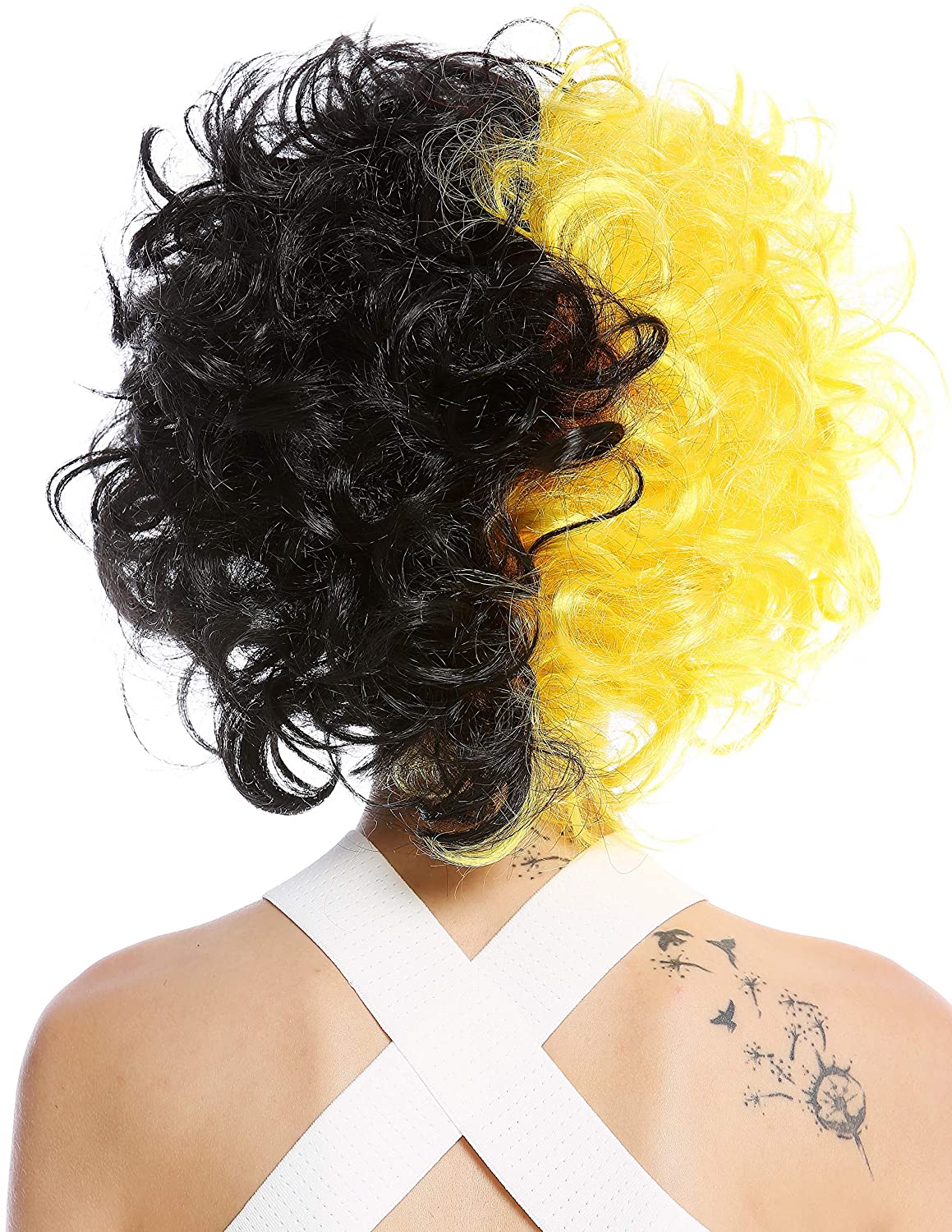 Qianfang Festival wig hat, half yellow and half black, short curly, other wigs 3546 pic 2