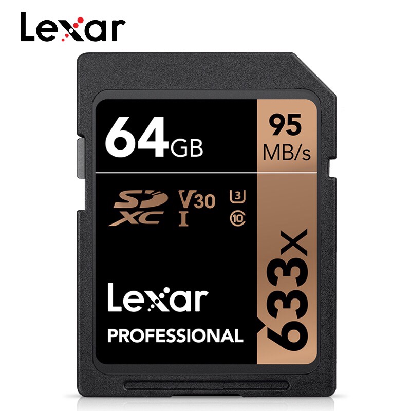 Lexar雷克沙sd卡64g微单数码相机内存卡SDXC高速4K摄像机633X佳能尼康索尼松下单反U3存储卡64gb高清95M/s图