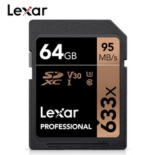 Lexar雷克沙sd卡64g微单数码相机内存卡SDXC高速4K摄像机633X佳能尼康索尼松下单反U3存储卡64gb高清95M/s