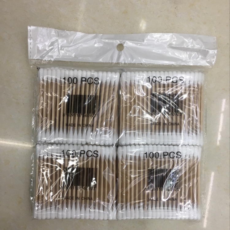 Pack 100 wooden stick cotton swabs for cosmetic cotton swabs in 4P Specification drawing