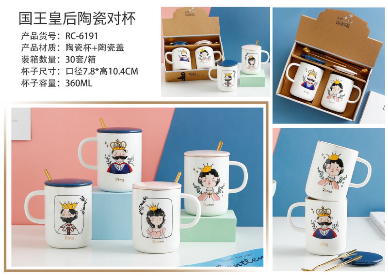Creative ceramic pair cups, personalized water cups, tea cups and mugs factory direct sales