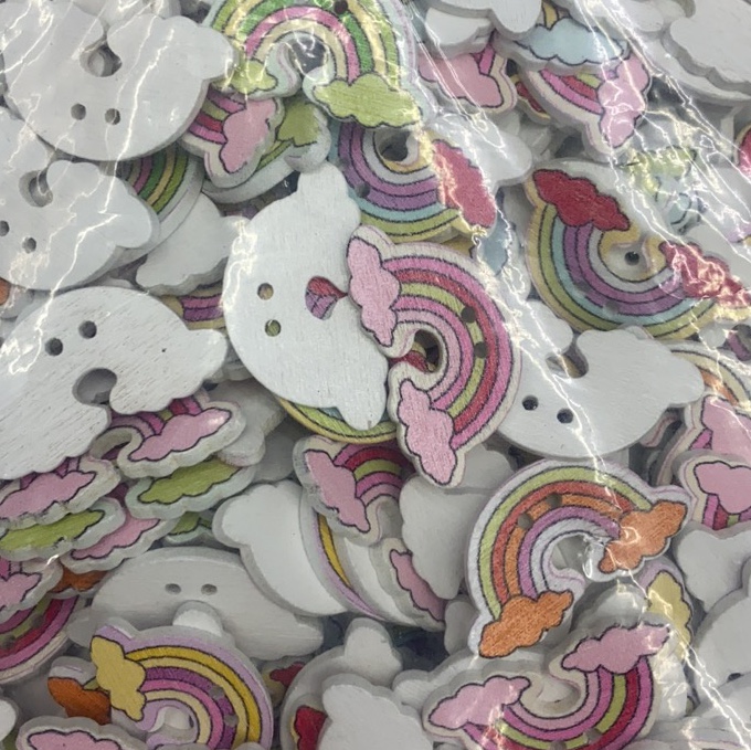 DIY卡通服饰配件 木质卡通彩虹木片图