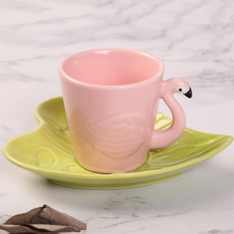 HD164 色釉火烈鸟杯碟大号八月陶瓷