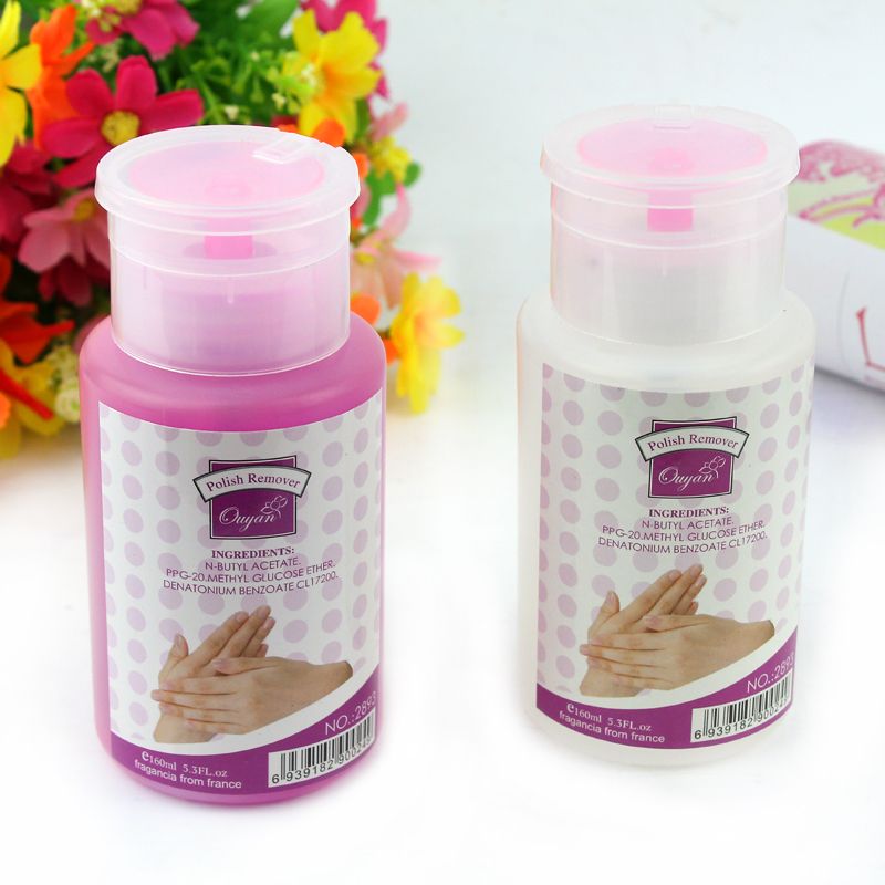 Ou Yan 2893 Nail polish remover PE plastic bottle pressure 165ML can be approved Specification drawing