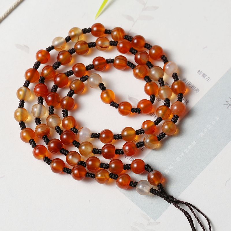 4-millimeter red agate hand-woven necklace rope detail image 4