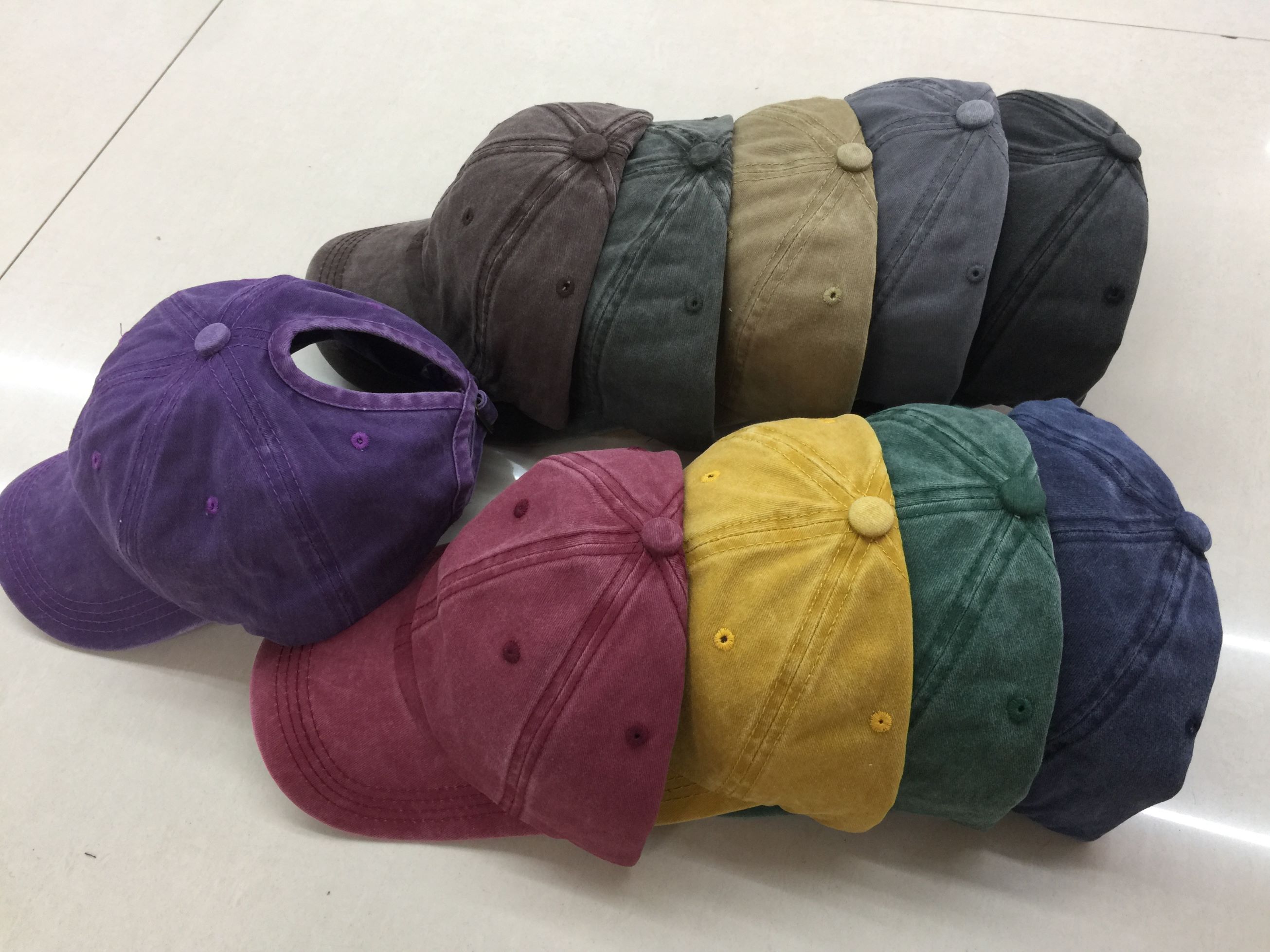 Washed Ponytail Baseball Cap Custom Logo Do Old Foreign Trade Hat Embroidery Solid Color Duck Cap Custom Open Ponytail Cap undefined
