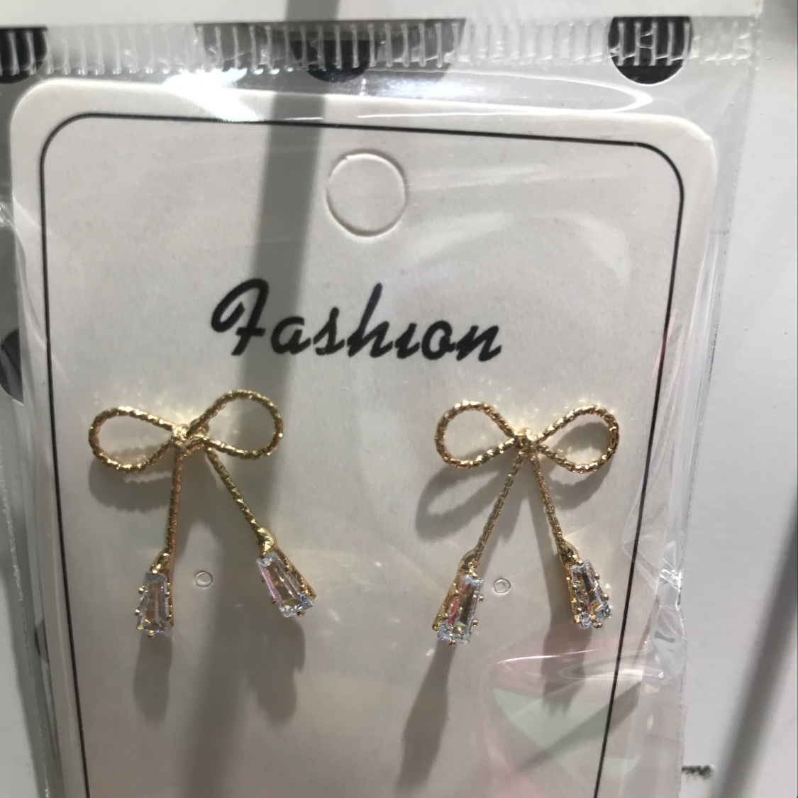 蝴蝶结锆石秀气耳环214图