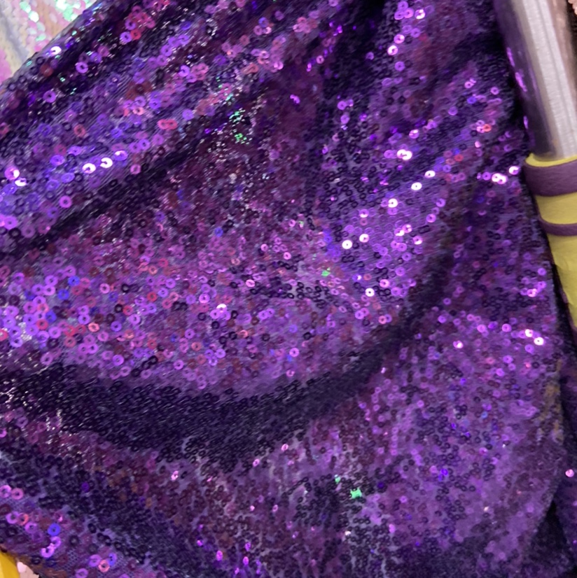 深紫色亮片厂家直销定制满幅珠片亮片布料面料亮片珠片绣花布网布网纱布料